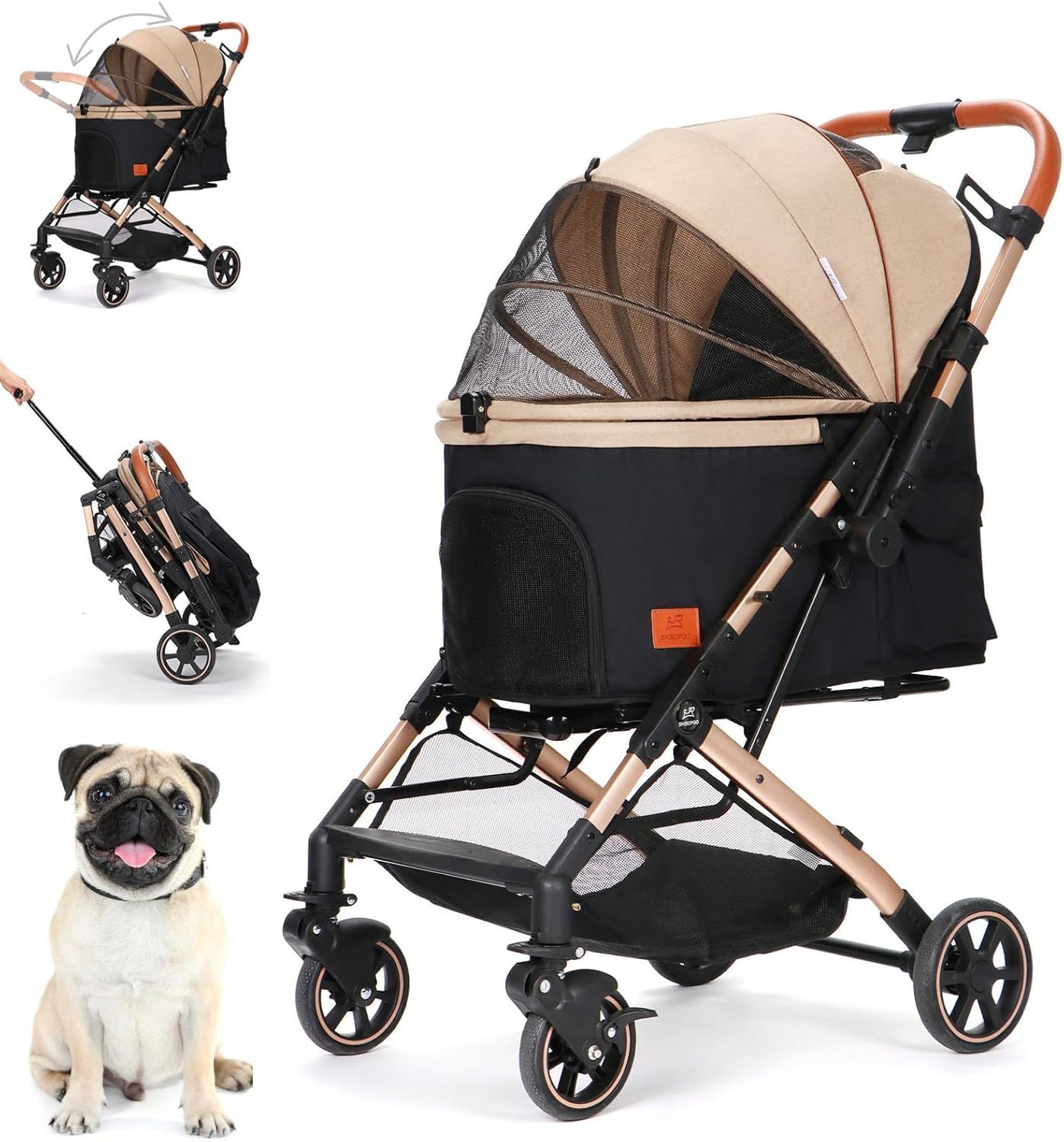 ペットカート 対面両用 アップグレード ペットベビーカー 中型犬多頭バギー コット内大きい 犬用カート 多頭用 前輪360後輪ブレーキ付 一瞬で折り畳め自立式 耐荷重30KG 荷物入れも大きく 収納