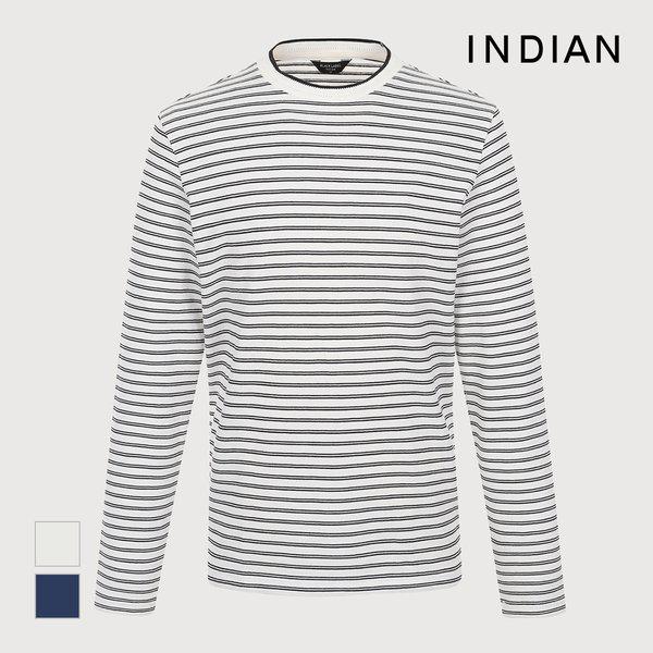 INDIAN ストライプ ラウンド Tシャツ_MIVAL4S1181