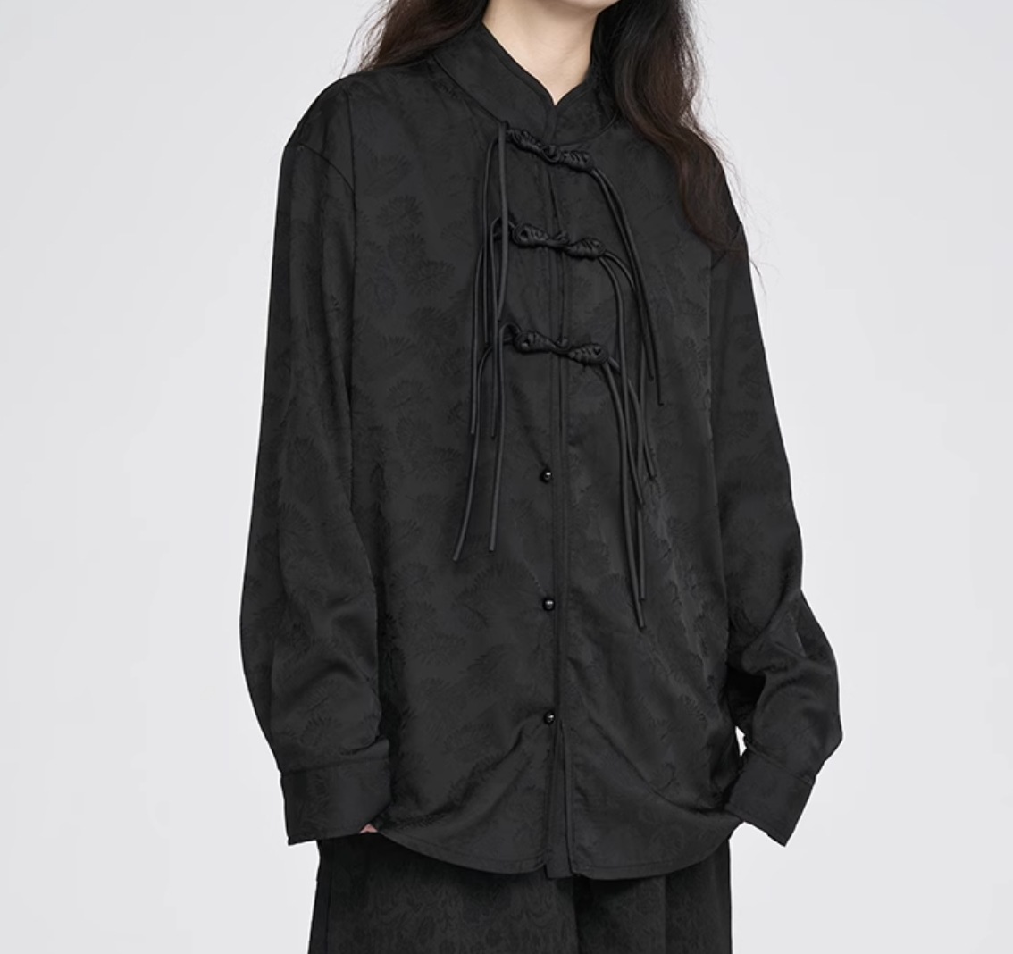 トップス シャツ ブラウス チャイナシャツ レディース 長袖 ハイネック ストリート 2way ヴィンテージ アメカジ 中華 かわいい 大人可愛い シンプル カジュアル おしゃれ かっこいい レトロ