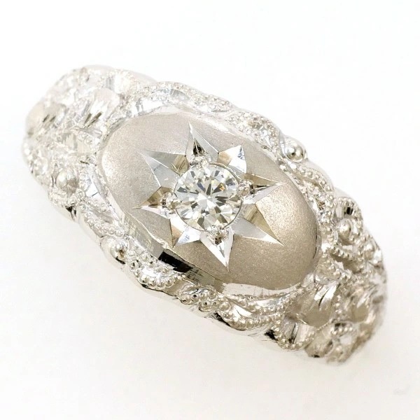 PT900 プラチナ リング 指輪 14.5号 ダイヤ 0.12 カード鑑別書 ジュエリー 中古