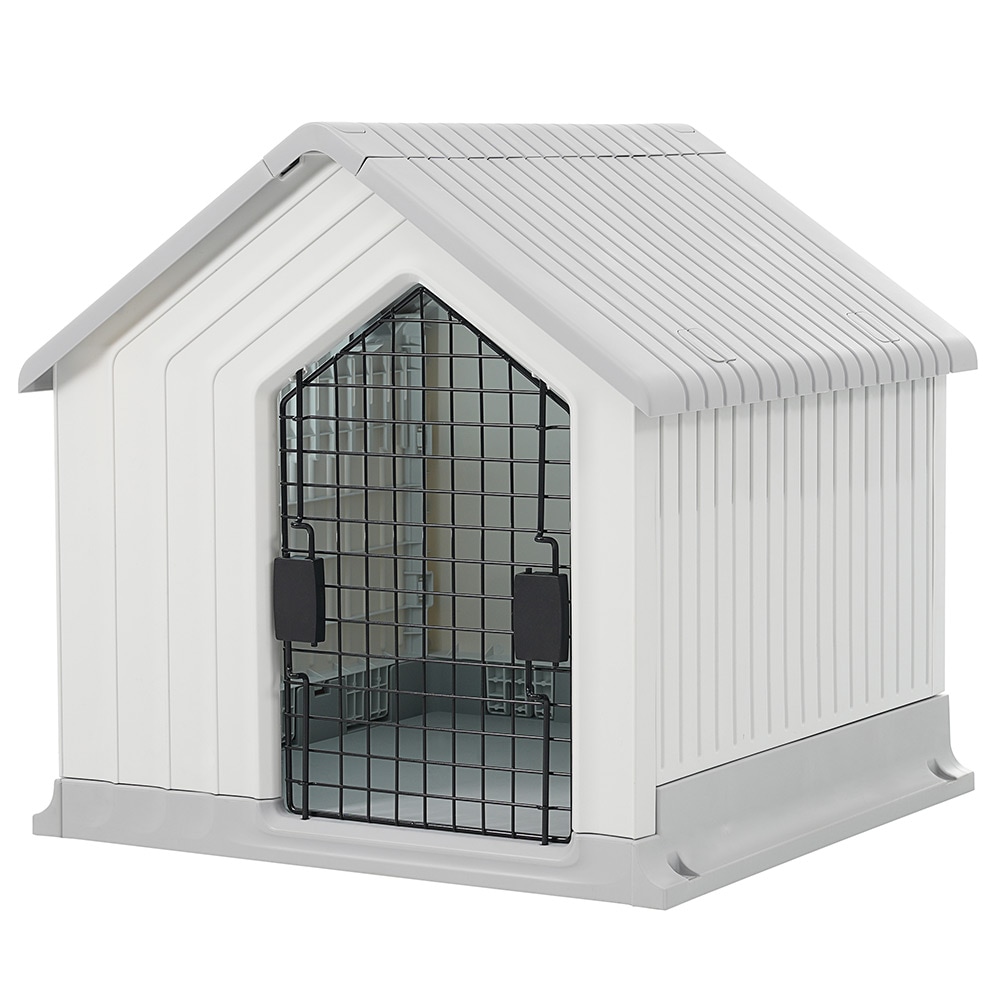 犬小屋 ドア付き ペットハウス ペットケージ プラスチック製 犬 室内犬 室外 ペットゲージ オシャレ ボブハウス ペットハウス ペットサークル S ライトグレー