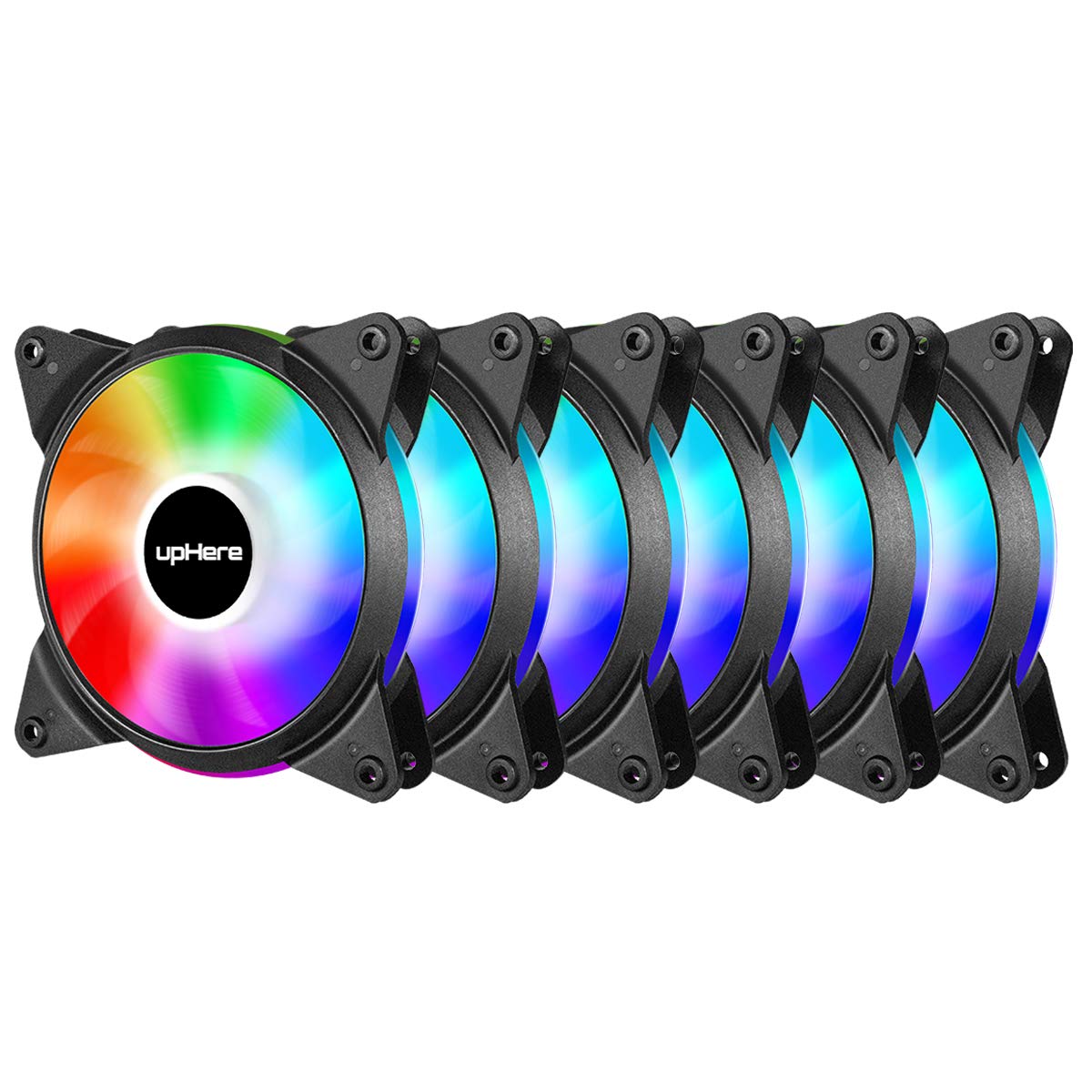 Novonest 120mm RGB PCケースファン 中を光らせる 静音タイプ 25mm厚 6PIN リモコンで制御 5本1セット