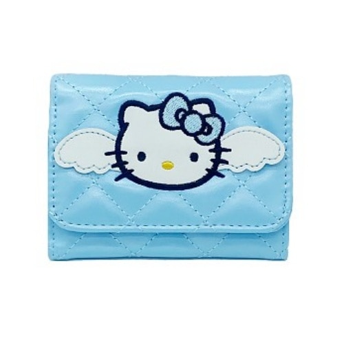 ハローキティ エンジェル ブルー キルト 3段 ウォレット
