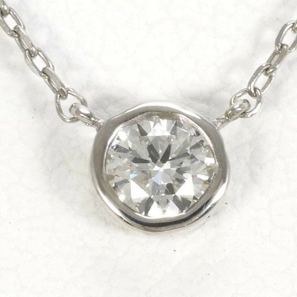 K10 10金 WG ホワイトゴールド ネックレス ダイヤ 0.10 約40cm ジュエリー 中古