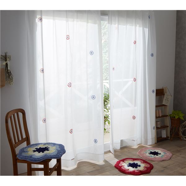 デザインライフ レースカーテン 約幅100x丈198cm リコボイル ミックス 1枚入 V1338