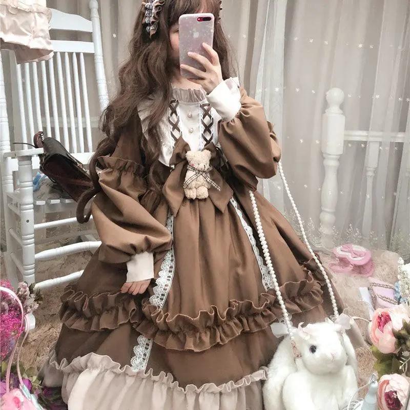 lolita地雷パーカーロリータ ワンピース ゴスロリドレスロリータスカートレディースゆったりスリム童話プリンセスドレス