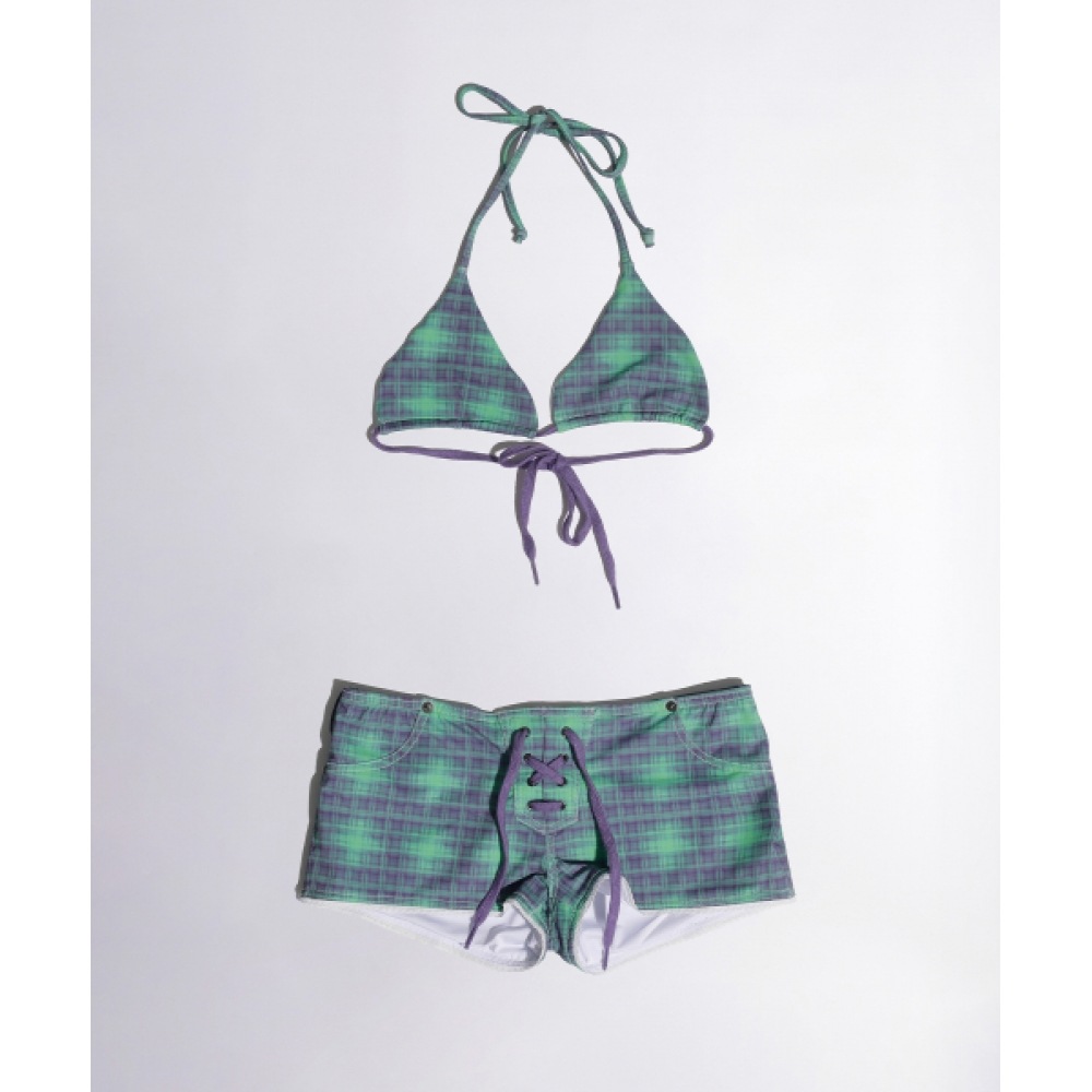 スカルプターオンブルチェック柄マイクロキニグリーン 14,531円