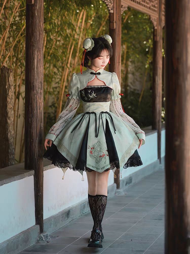 漢の要素のスカート中国風ライトロースカートロリータ古代スタイルショートスカート