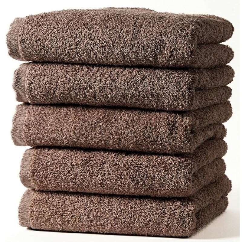 即納：THINKTOWEL 泉州 100%製 ミニバスタオル チャコールブラウン 3枚セット コンパクト 吸水性 110x40cm 瞬間吸水 タオル フェイスタオル ふわふわ ふんわり 薄手 速乾 高