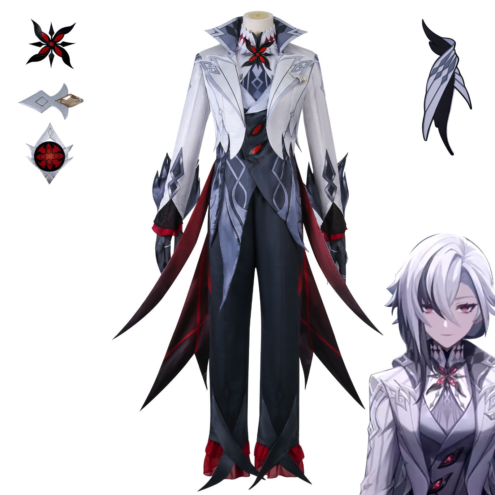 急速出荷 コスプレ 仮装元神cos服楓丹召使い阿蕾奇諾コスパy女装愚人衆執行官c服 イベント用品