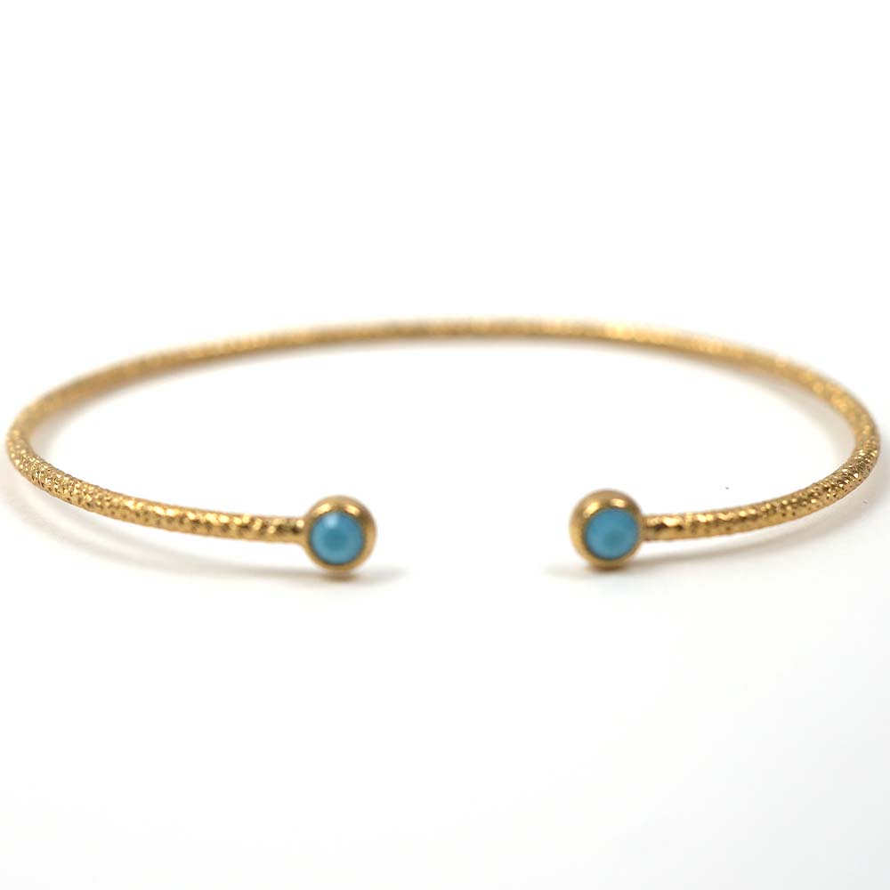 Hanka_in ハンカイン レディース ブレスレット バングル 真鍮 ゴールド ターコイズ ETERNITY BRUSH JONC OUVERT CRISTAL TURQUOISE B-ETEBRU