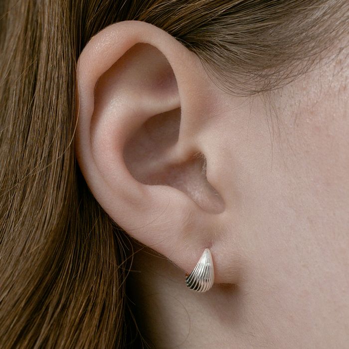 [Silver 925] Patterned Drop Hoop Earrings 2色 おしゃれ ピアス 韓国ファッション