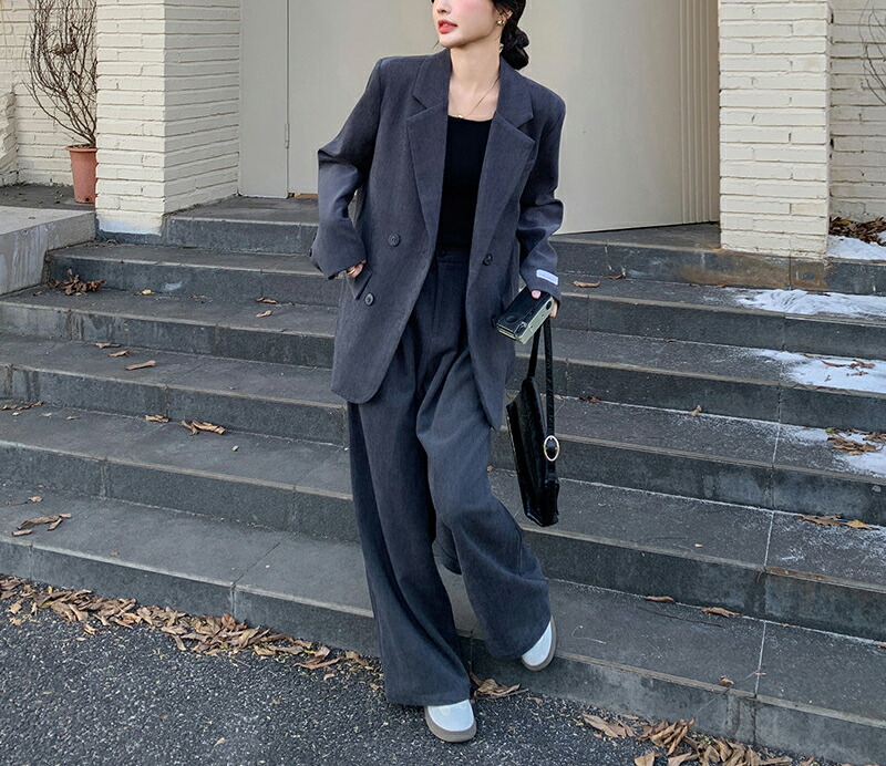 パンツスーツ セットアップ 2点セット スーツ ジャケット ワイドパンツ レディース 春 秋 ビジネススーツ テーラードジャケット シンプル カジュアル 女性らしい きれいめ お洒落 ビジネス フォー