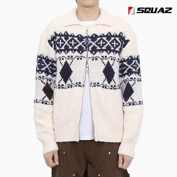 男女共用ツーウェイジップアップノルディックウールニットジップアップアウターSRV077