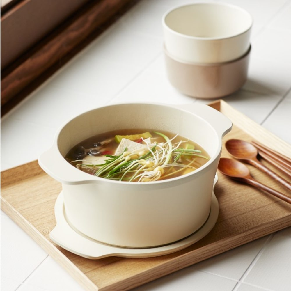 きれいな両手鍋15cmIH対応IHおしゃれ無水水鍋無水鍋一人暮らし新生活セラミックコンパクト両手鍋（シリコーン持ち手付き）