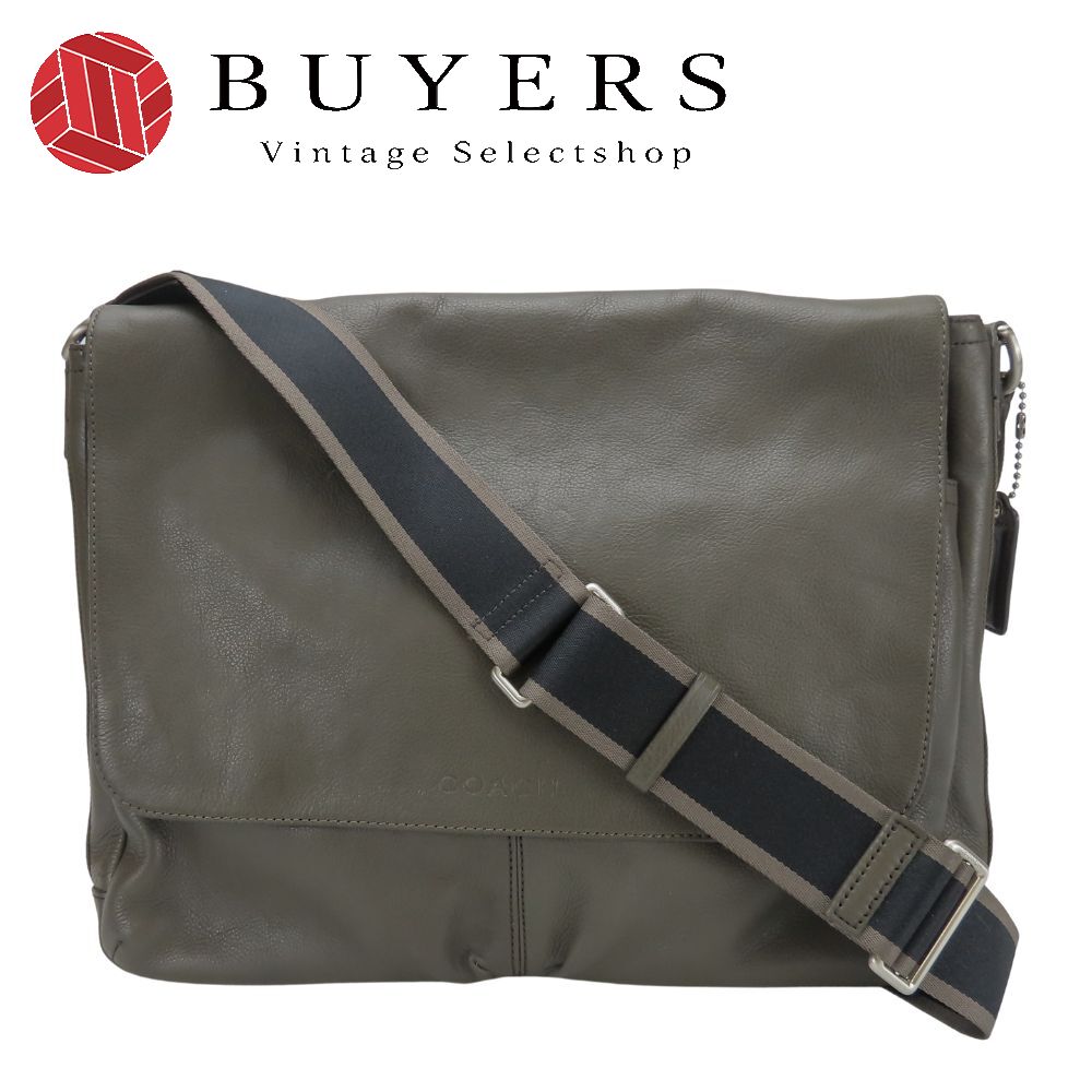 中古 ショルダーバッグ F70556 ヘリテージ レザー カーキブラウン系 シルバー金具 斜め掛け メッセンジャー メンズ 男性