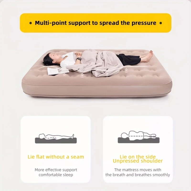 アウトドアキャンプ用エアーマットレス シングル厚手折りたたみ式ポータブルベッド空気入れ付き【MPOD24070721】