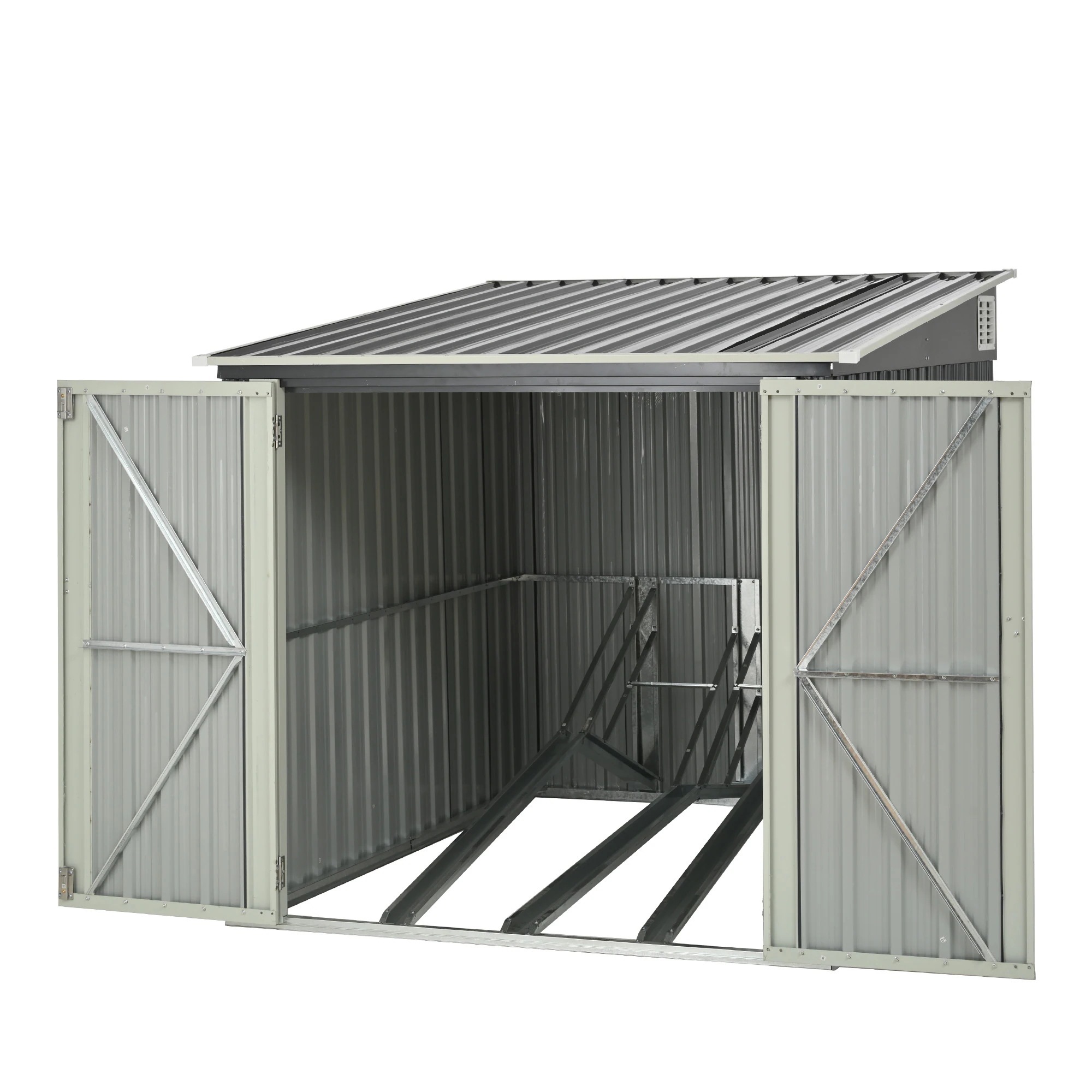 1651【スタンド搭載】自転車倉庫 3台用 物置 屋外 スチール 施錠可能 戸外収納庫 大型 収納庫 屋外物置 防さび 防水 ドア スチール物置 屋外収納 ガーデニング 庭 新作【グレー】