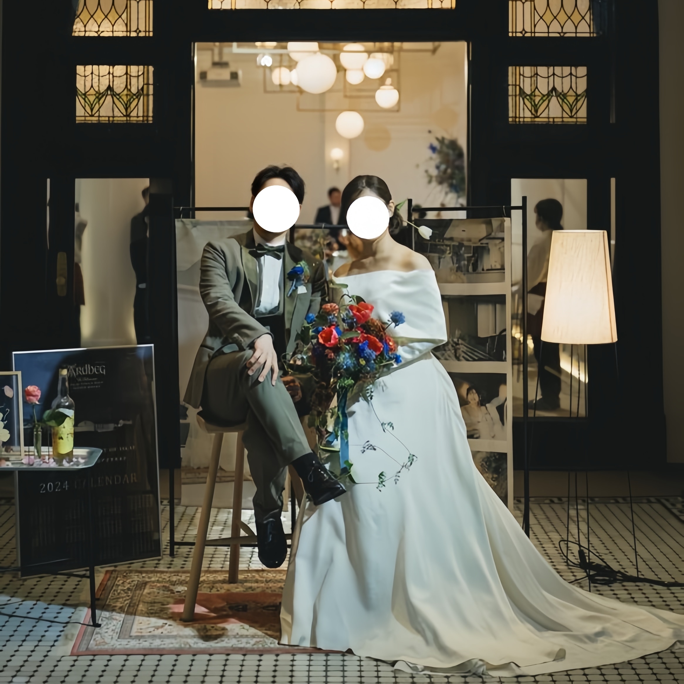 実例写真！オフショルダー トップス ロングスリーブ ファスナー エレガント 花嫁/ウェディングドレス