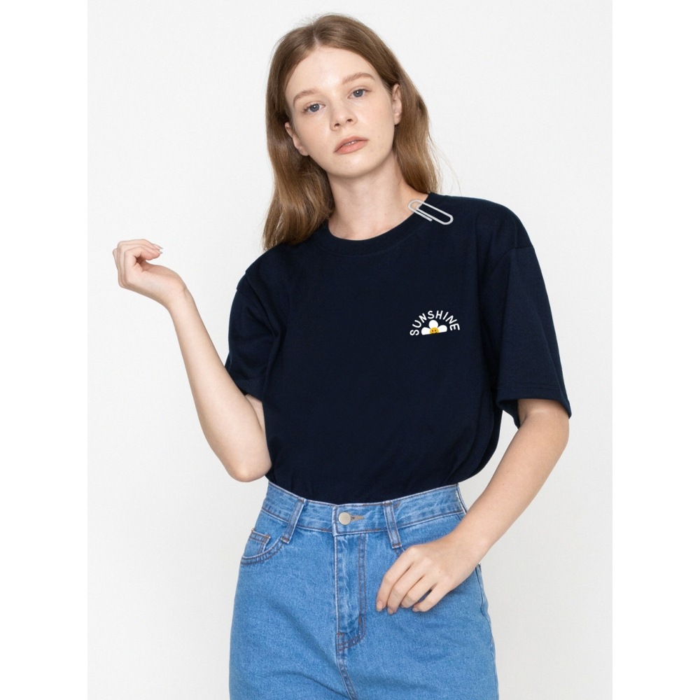 GRAVER サンシャインフラワースマイルショートスリーブ T シャツネイビー