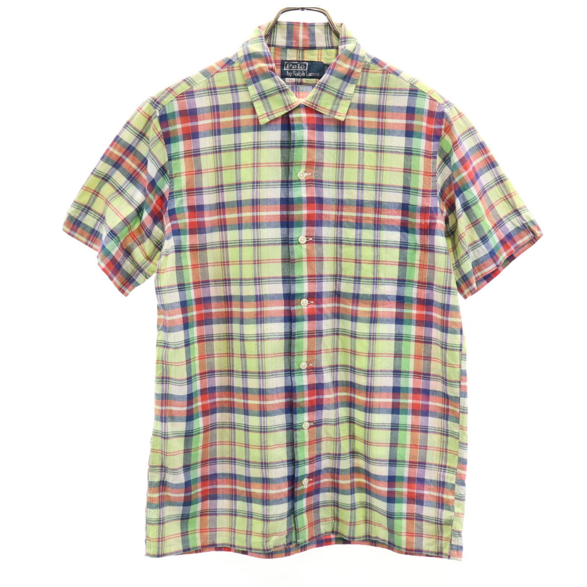 Polo by Ralph Lauren ポロバイラルフローレン 開襟 オープンカラー チェック柄 半袖 ボックスシルエット コットンシャツ S メンズ 古着 5,341円