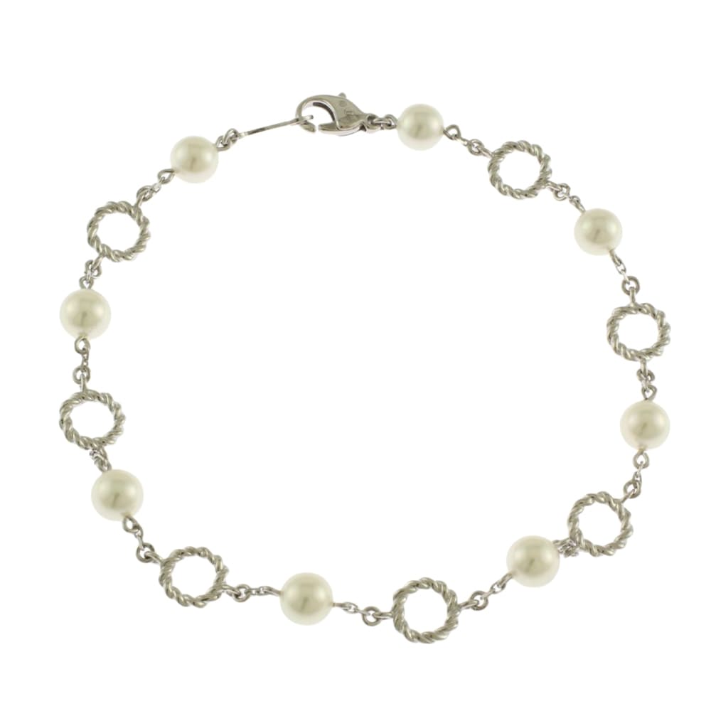 ミキモト ブレスレット 18金 K18ホワイトゴールド アコヤパール MIKIMOTO 中古 美品