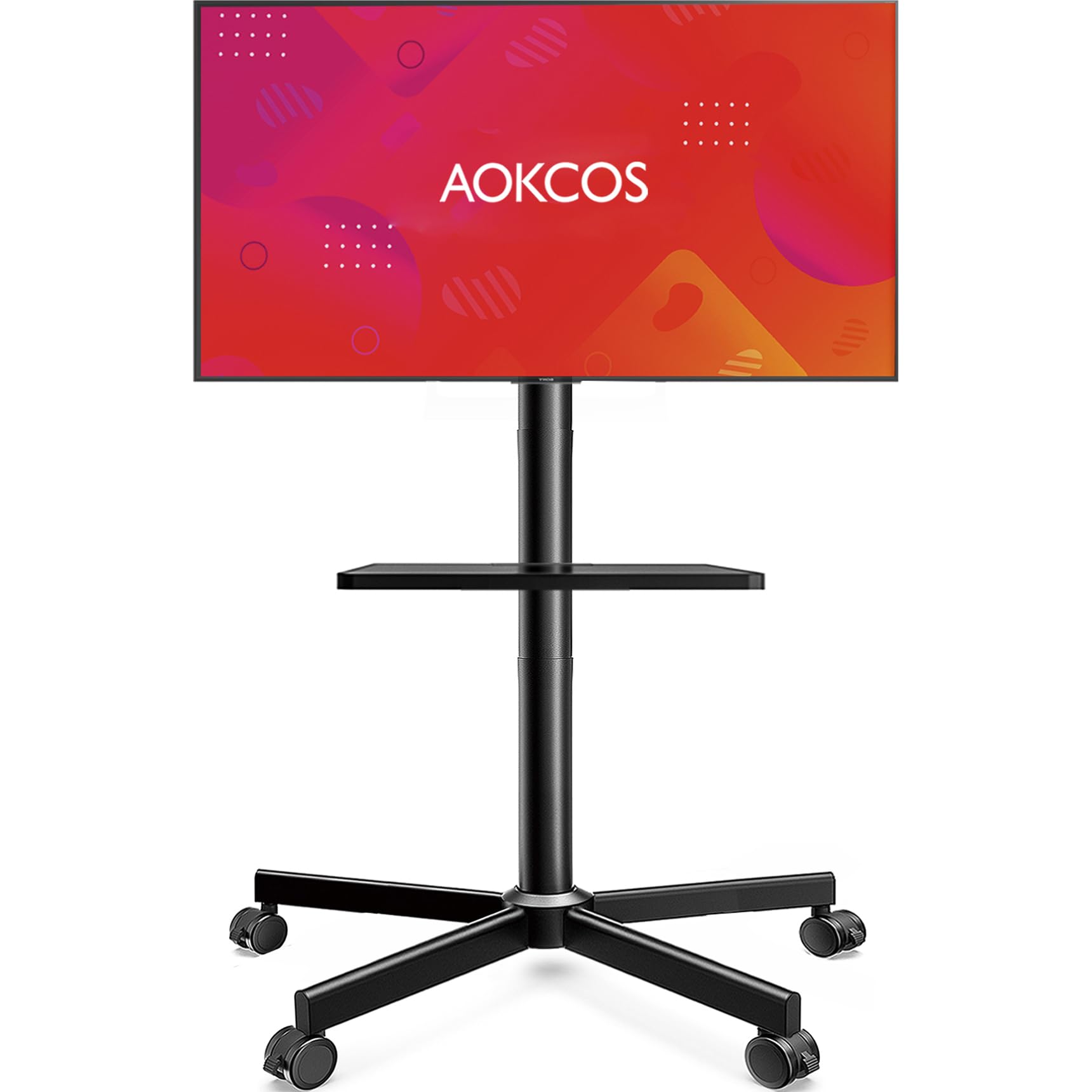 テレビスタンド 移動式テレビスタンド テレビカート 32-65インチテレビ対応 高さ調整可 チルト機能 棚板1枚付 キャスター付き 荷重40kg 壁寄せ 省スペース TC-A243 97460