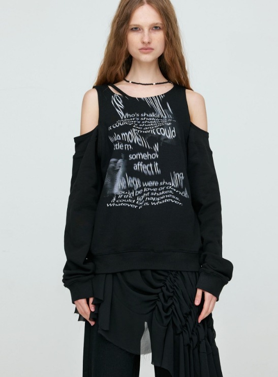 【NACHE】 BARE SWEAT SHIRT : BLACK
