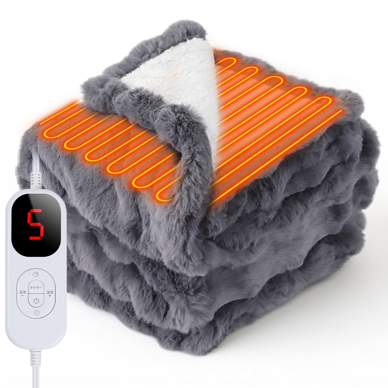 GOHHME電気毛布 敷き 掛け 電気膝掛け【200×140cm ダブルサイズ＆2025高性能コントローラー】電気掛敷毛布 LEDディスプレイ表示 一目瞭然 6段階温度調節 6段階タイマー設定 ふわふ