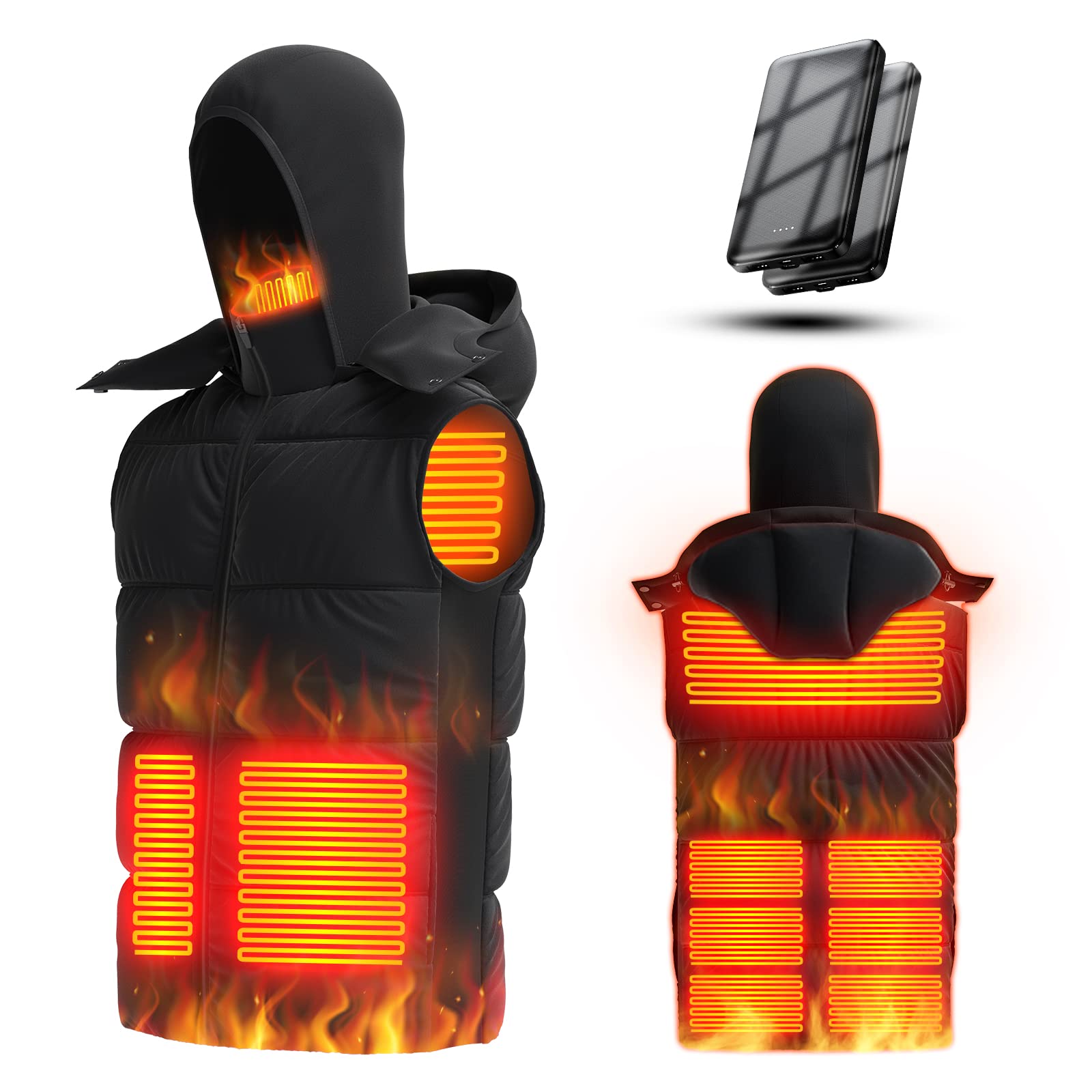 [Ｄｉｎｇｇｏ] 電熱ベスト モバイルバッテリー2個付属 ヒーターベスト ヒートベスト 温熱ベスト 電熱ジャケット 防寒ベスト 発熱ベスト 電気ベスト 電熱ウェア 水洗可 男女兼用 USB バッテリー