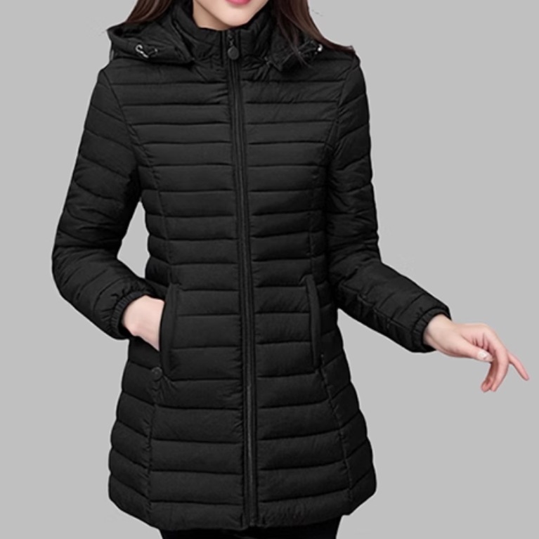 レディース ジャケット パーカー コート アウター 上着 ダウン 羽織 前開き ダウンコート 長袖 フード スリム 細身 スマート もこもこ ふわふわ ふっくら ファスナー ポケット かわいい