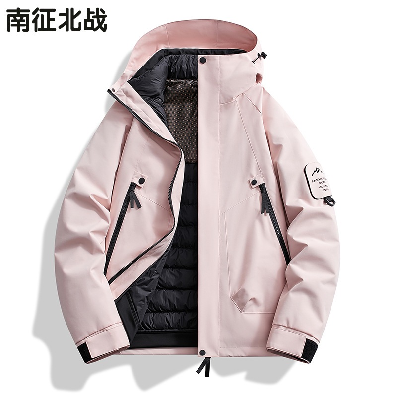 羽毛内胆のトリプルパンチスーツカップル服グラフェン発熱内胆を脱着できるアウトドア登山服