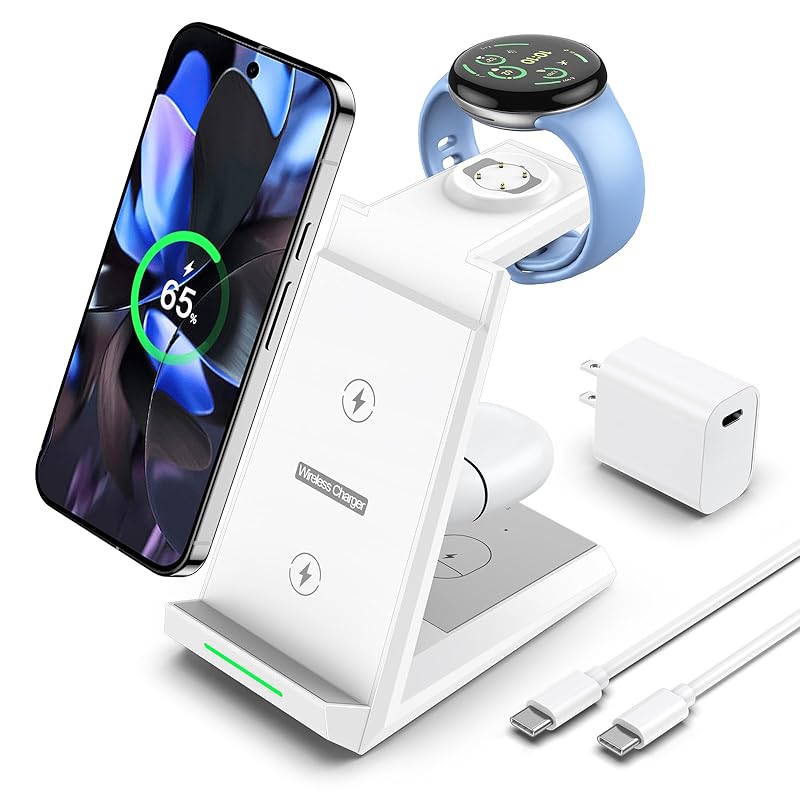 NANAMI 3in1 ワイヤレス充電器 Google Pixel専用 15W 高速充電 Pixel 9 Pro XL/9/Fold/8/7/7A/6 Pixel Buds Pro 2/Pro ピクセ