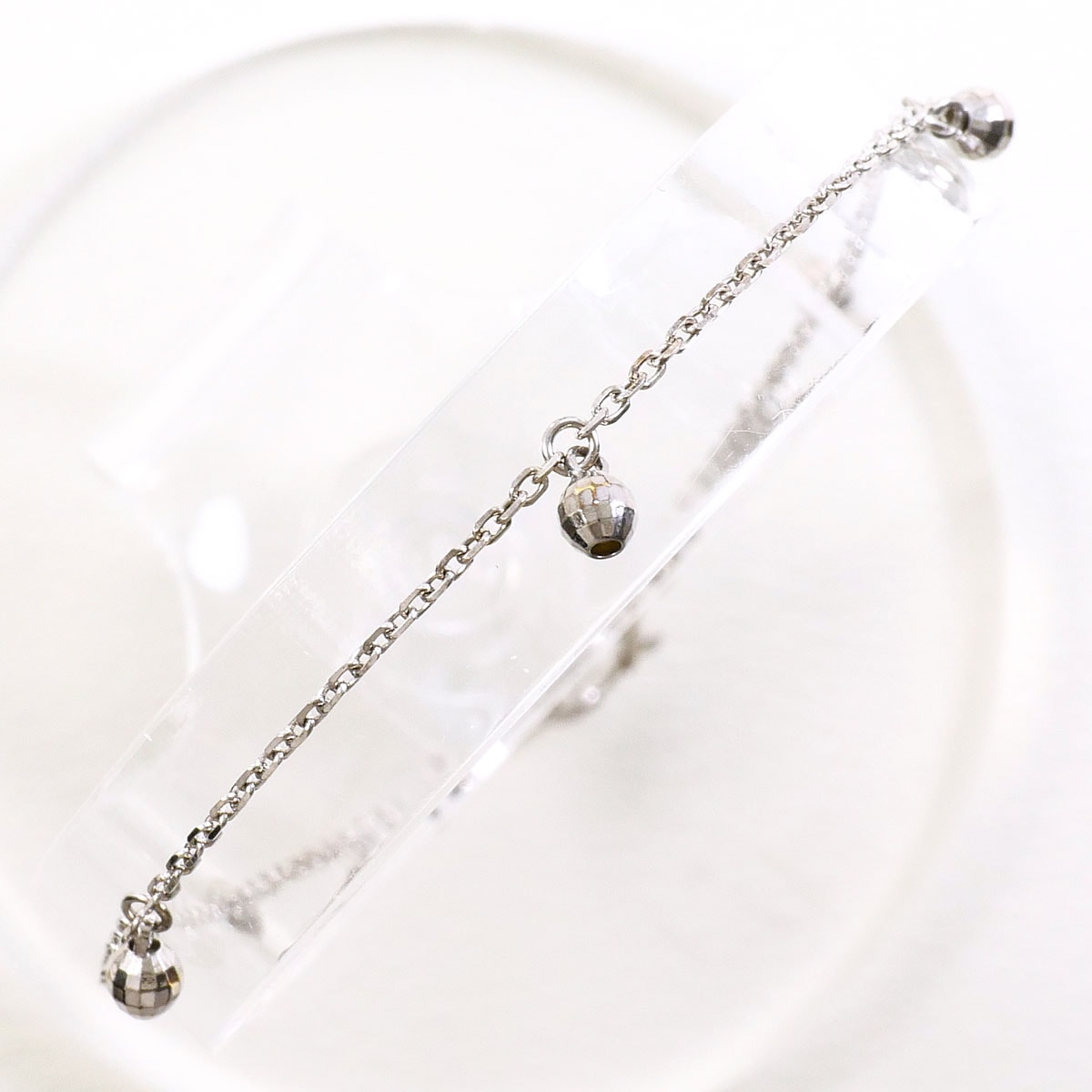 K18 18金 WG ホワイトゴールド ブレスレット 総重量約1.5g 約18cm 中古