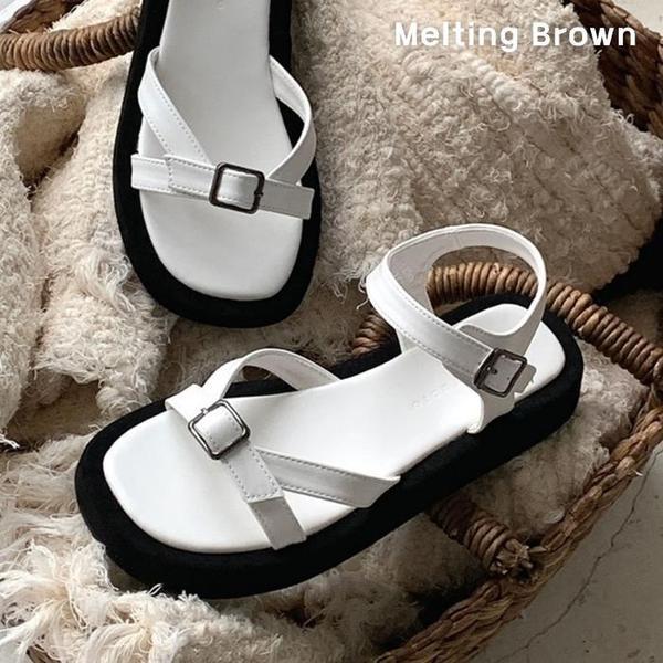 女性カジュアルバックルプラットフォームサンダル 3色