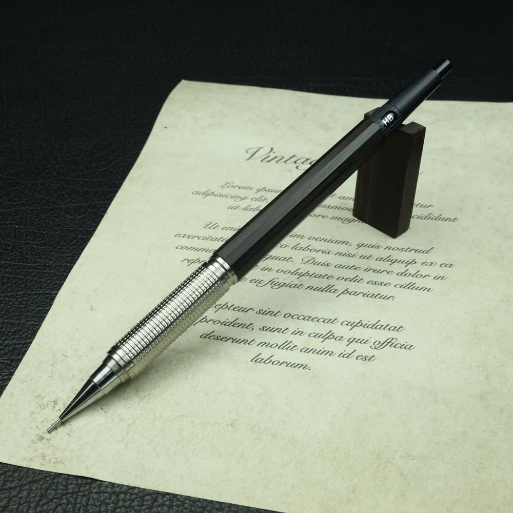 チタン 異形グリップ 黒檀 ウッド 手作り シャープペンシル(ver.PG5)