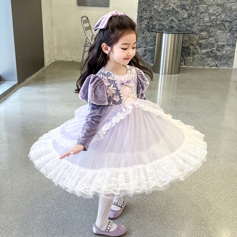 女の子 Zixia 妖精ロリータ春秋ドレス 2024 新しい子供秋プリンセスドレスベビードレス
