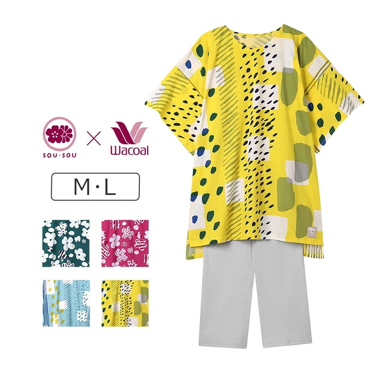 ワコール ＳＯＵ・ＳＯＵ×ワコール リラックス＆スリープ パジャマ 上下セット 6分袖・8分丈 M/L RDT202