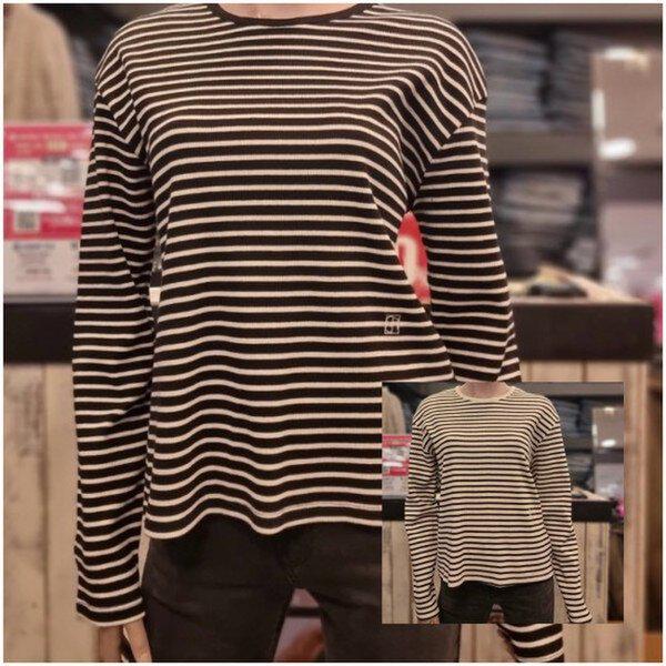 女性ストライプベーシック長袖Tシャツ_US