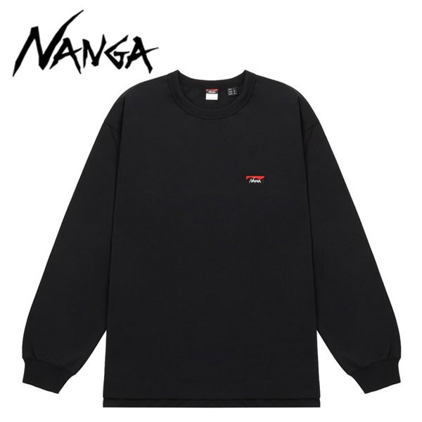 ナンガ BLK M NW2411-1G803-A N0000223 エコハイブリッドボックスロゴエンブロイダリーロングスリーブティー
