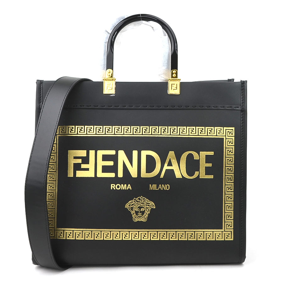 フェンディ FENDI ハンドバッグ ショルダーバッグ FENDACE フェンダーチェ レザー ブラック ユニセックス 8BH386-AJTO 99897j