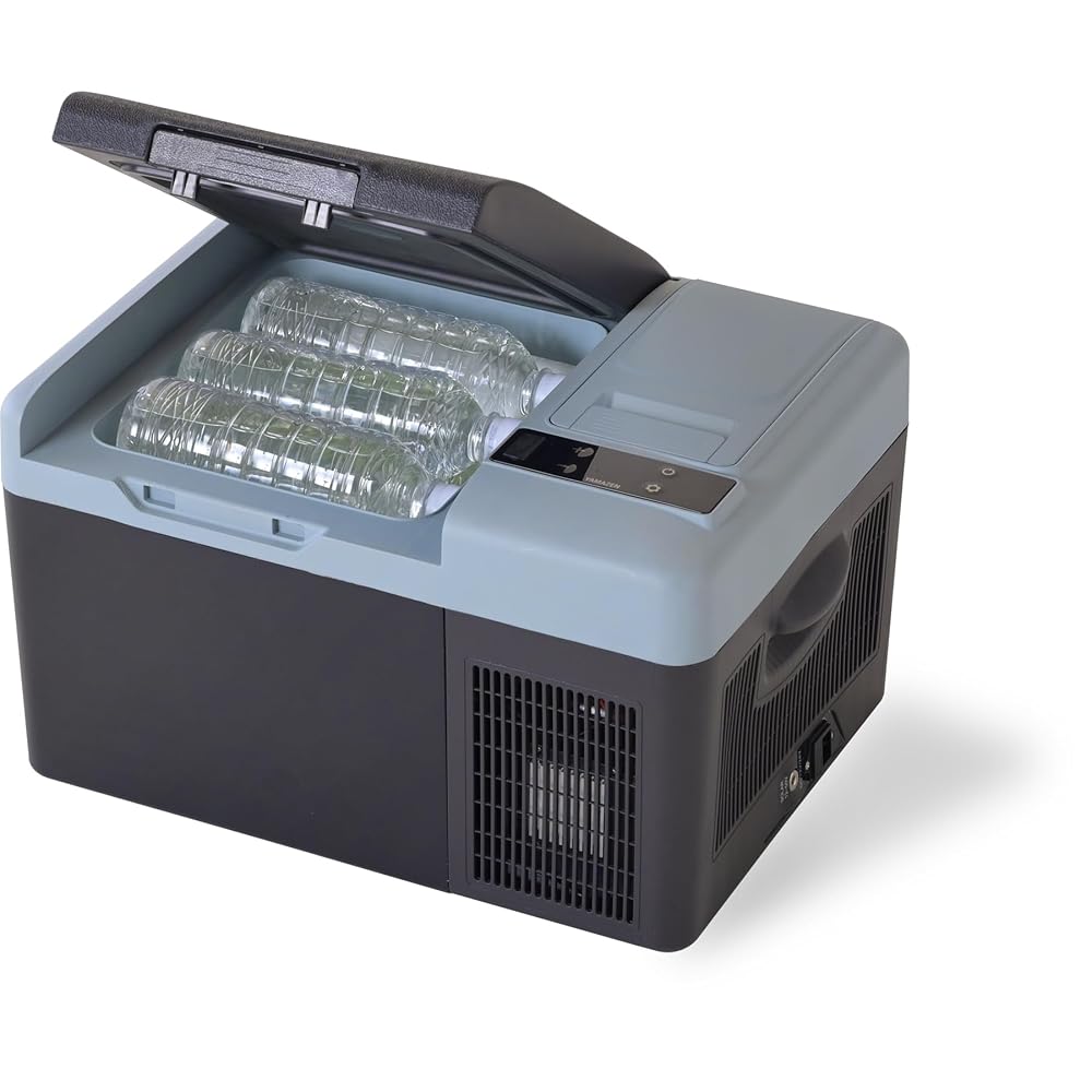 山善 ELEIN ポータブル保冷温庫 ポータブル冷蔵庫 車載冷蔵庫 9L (AC/DC/バッテリー 3WAY電源) -18℃~60℃ 車載 冷蔵庫 冷凍庫 小型 ブルーグレー YFR-DC90