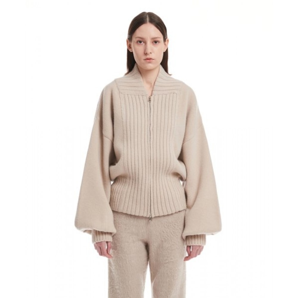 TRUNK PROJECT ベージュボンバージップアップニットカーディガン