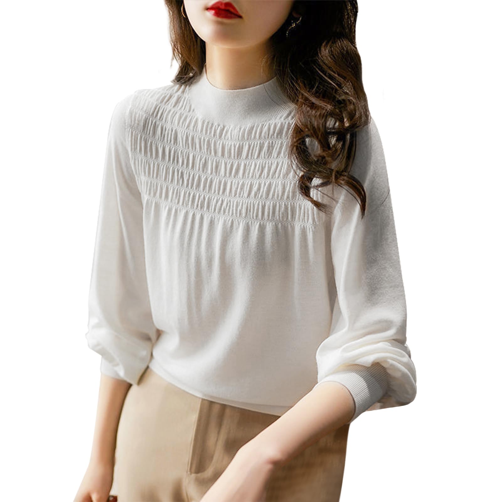 ニット セーター ハイネック レディース 薄手 カットソー 長袖 ストレッチ トップス カジュアル 柔らかい 部屋着 上着 無地 きれいめ 通勤 暖かい 着痩せ オフィス 普段着 お出かけ 大人 大き