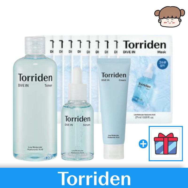 【水分・潤い4点セット】TORRIDEN ダイブイントナー, 300ml＋ダイブインセラム, 50ml＋ダイブインクリーム, 80ml＋ダイブインマスク12枚／ ハリ しっとり 弾力 しっとり もち