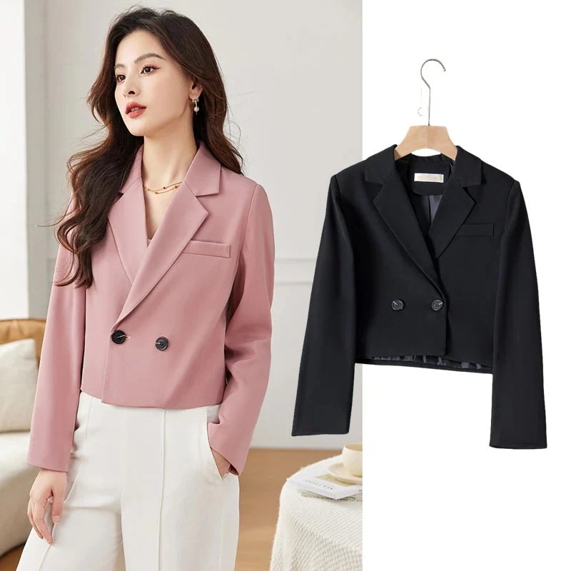 2024新品 秋 ショートスー今週の割引は 25% オフですツ ピンク カジュアル スーツ レディース トップス 通勤 アウター KLY メガ割 5,116円