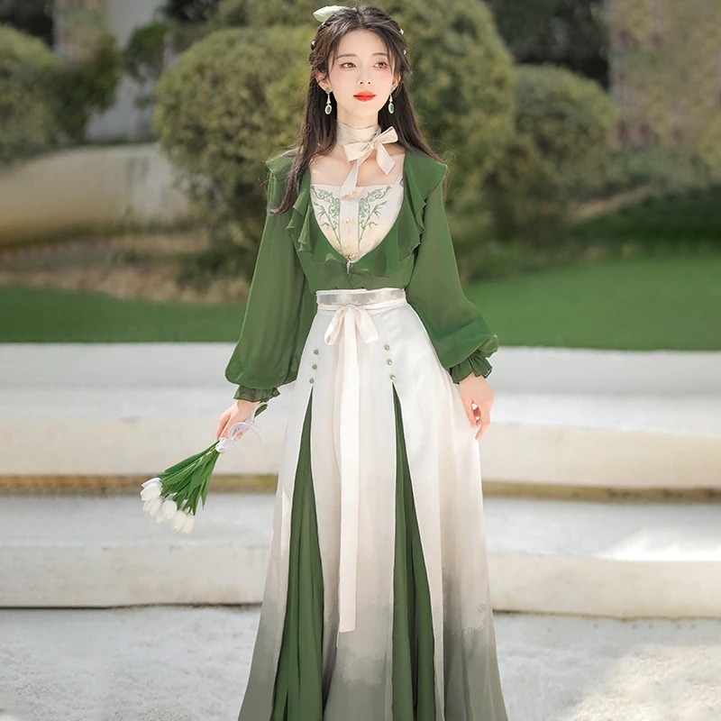 【フルセット】デザインはこ青緑新韓国cos元素ストラップ上着ハーフスカートだけで痩せています 10,359円