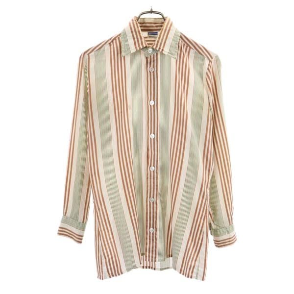 ダーバン オールド イタリア製 ストライプ 長袖 シャツ S ブラウン系 Durban メンズ