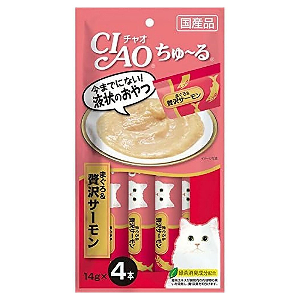 いなば　ＣＩＡＯ　チャオ　ちゅーる　まぐろ＆贅沢サーモン　１４ｇX４本X４８　国産　ちゅーる　チュール　猫　ＣＲＣ35―04―25―00―00