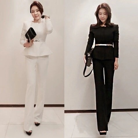 ドレス パーティー 食事会 フォーマル ゲスト パンツスーツ 長袖 ワイドパンツ ホワイト ブラック